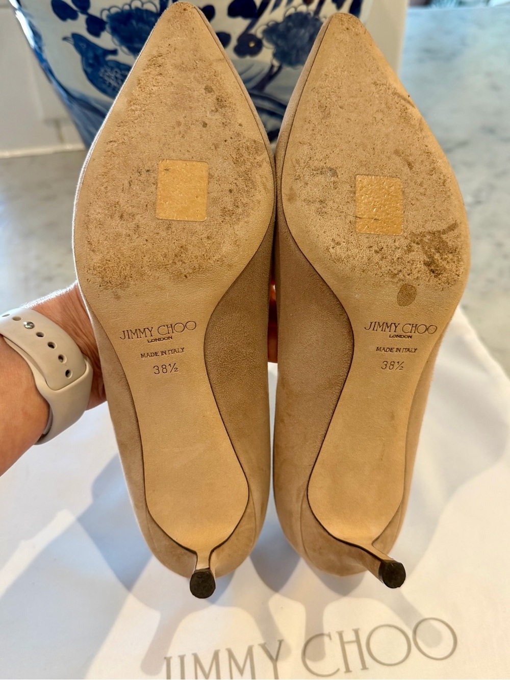 Jimmy Choo Romy 60 Nude Suede Pumps - Picture 6 of 6
